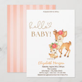 Invitation Aquarelle Baby shower rayé de cerf de bébé (Devant / Derrière)