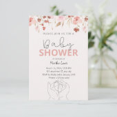 Invitation Aquarelle Baby shower rose (Debout devant)