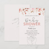 Invitation Aquarelle Baby shower rose (Devant / Derrière)