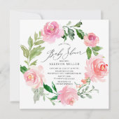 Invitation Aquarelle Baby shower rose (Devant)