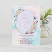Invitation Aquarelle baby shower rose et bleu (Debout devant)