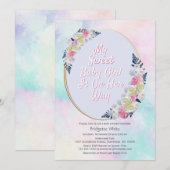 Invitation Aquarelle baby shower rose et bleu (Devant / Derrière)