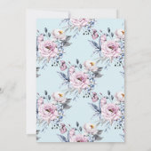 Invitation Aquarelle Baby shower rose et bleu Fleurs (Dos)