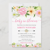 Invitation Aquarelle Baby shower rose et jaune Fleurs (Devant)