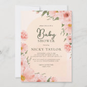 Invitation Aquarelle Baby shower rose pâle (Devant)