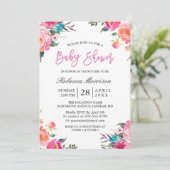 Invitation Aquarelle Baby shower végétal floral (Debout devant)