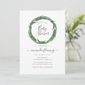 Invitation Aquarelle Baby shower verdoyant (Debout devant)