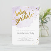 Invitation Aquarelle Baby Sprinkle - Lavande (Debout devant)