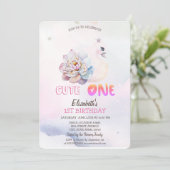 Invitation Aquarelle Baby Swan Flower 1er (Debout devant)