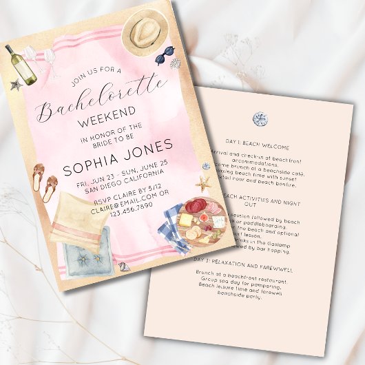 Invitation Aquarelle Bachelorette Destination Tropicale