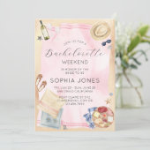 Invitation Aquarelle Bachelorette Destination Tropicale (Debout devant)