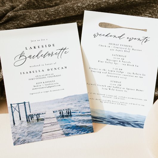 Invitation Aquarelle Bachelorette Lakeside au lac