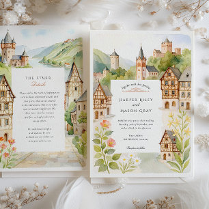 Invitation Aquarelle BACHERACH Allemagne Mariage