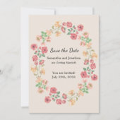 Invitation Aquarelle Bague de Fleurs sur le beige Enregistrer (Devant)