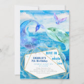 Invitation Aquarelle Baleine d'Océan N'importe quel âge Anniv (Devant)