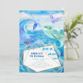 Invitation Aquarelle Baleine d'Océan N'importe quel âge Anniv (Debout devant)