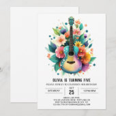 Invitation Aquarelle Ballad Guitare Anniversaire (Devant / Derrière)