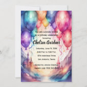 Invitation Aquarelle Ballons d'anniversaire Château coloré (Devant)