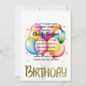 Invitation Aquarelle Ballons d'anniversaire coloré (Devant)