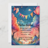 Invitation Aquarelle Ballons d'anniversaire Imaginaire Paysag (Devant)
