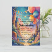 Invitation Aquarelle Ballons d'anniversaire Imaginaire Paysag (Debout devant)