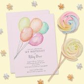 Invitation Aquarelle Ballons fille 1er anniversaire
