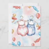 Invitation Aquarelle ballons Vêtements de bébé Révélation de  (Dos)