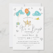 Invitation Aquarelle Balloon Chiot Baby Boy Douche (Devant)