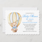 Invitation Aquarelle Balloon ours en peluche Bleu Douche par  (Devant)