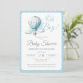 Invitation Aquarelle Balloon & Ours Oh Baby shower garçon (Debout devant)