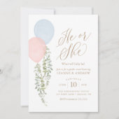 Invitation Aquarelle Balloons Eucalyptus Sexe Révéler (Devant)