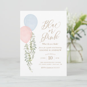 Invitation Aquarelle Balloons Eucalyptus Sexe Révéler