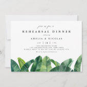 Invitation Aquarelle Banana Palm Dîner de répétition Feuilles (Devant)