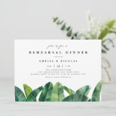Invitation Aquarelle Banana Palm Dîner de répétition Feuilles (Debout devant)
