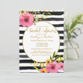 Invitation Aquarelle Bande Fête des mariées florale brillante (Debout devant)