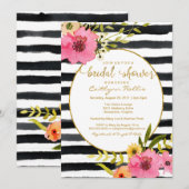 Invitation Aquarelle Bande Fête des mariées florale brillante (Devant / Derrière)