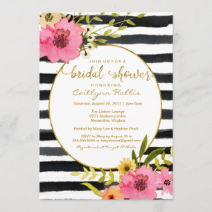 Invitation Aquarelle Bande Fête des mariées florale brillante