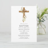 Invitation Aquarelle Baptême Floral/ Christening/ Dédication (Debout devant)