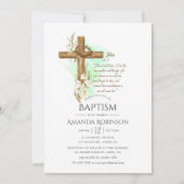 Invitation Aquarelle Baptême Floral ou Christening John Invi (Devant)