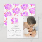 Invitation Aquarelle Baptême Floral Pink Baby Dedication (Devant / Derrière)