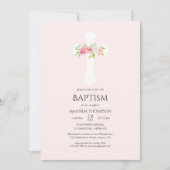 Invitation Aquarelle Baptême ou baptême Floral (Devant)