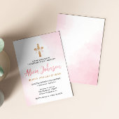 Invitation Aquarelle Baptême rose bébé fille