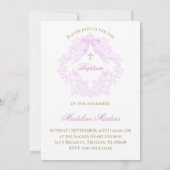 Invitation aquarelle baptême ruban lilas (Dos)