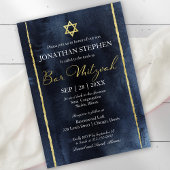 Invitation aquarelle Bar Mitzvah | Bleu abstrait