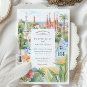 Invitation Aquarelle Barcelone Destination Mariage