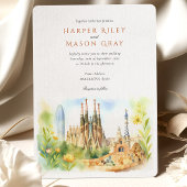 Invitation Aquarelle Barcelone Espagne Mariage