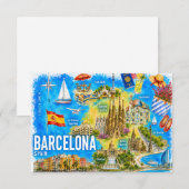 Invitation Aquarelle Barcelone Espagne Sagrada Monument (Devant / Derrière)