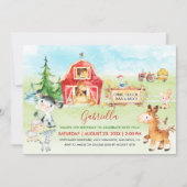 Invitation Aquarelle Barnyard et animaux de ferme Anniversair (Devant)