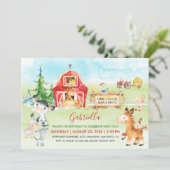 Invitation Aquarelle Barnyard et animaux de ferme Anniversair (Debout devant)