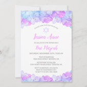 Invitation Aquarelle Bat mitzvah de l'Hydrangée rose (Devant)